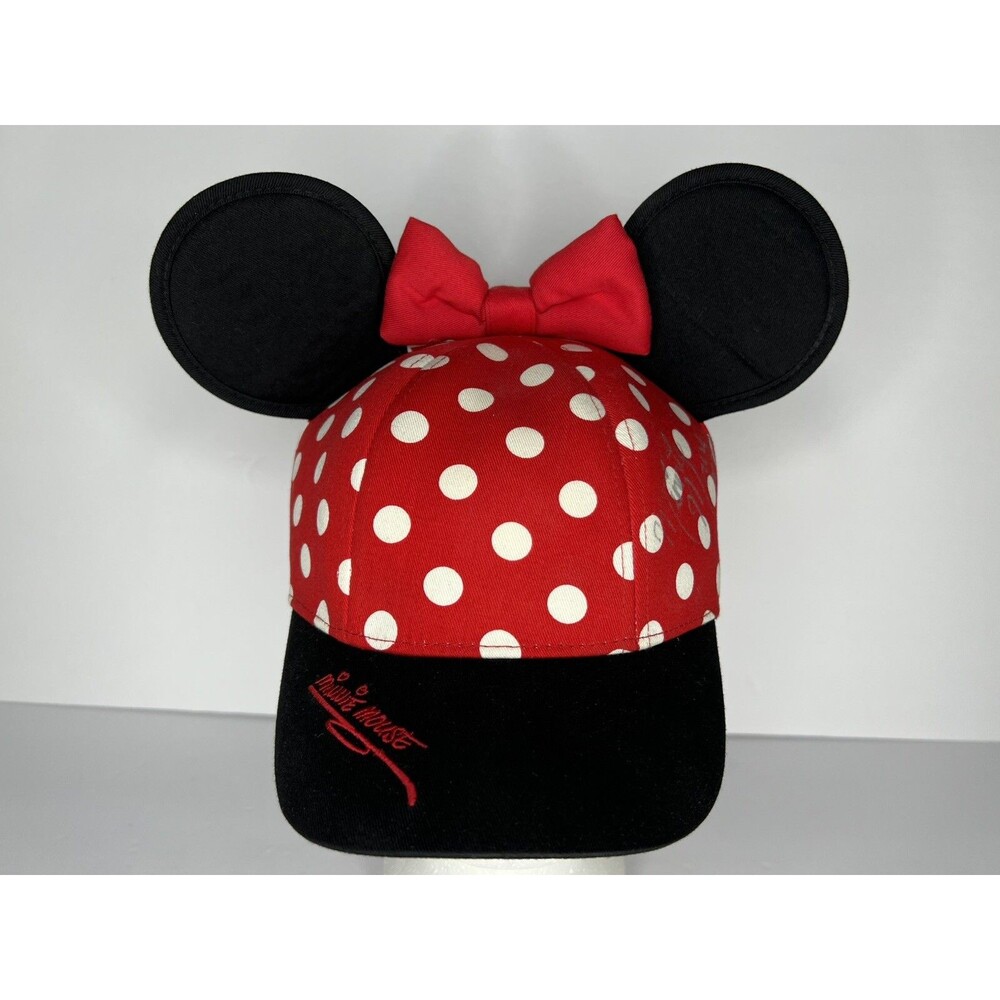 Disneyland Minnie Mouse Youth Red Polka Dot Hat with Bow & Ears
